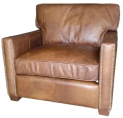 Casa Padrino Luxus Ledersessel im englischen Stil Vintage Hellbraun 100 x 100 x H. 89 cm - Echtleder Möbel