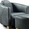Casa Padrino Luxus Leder Sessel Vintage Blau / Hellbraun 72 x 90 x H. 67 cm - Echtleder Wohnzimmer Sessel - Wohnzimmer Möbel - Luxus Kollektion