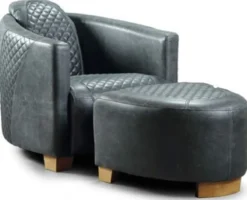 Casa Padrino Luxus Leder Sessel Vintage Blau / Hellbraun 72 x 90 x H. 67 cm - Echtleder Wohnzimmer Sessel - Wohnzimmer Möbel - Luxus Kollektion