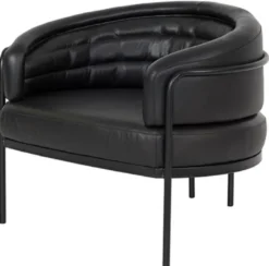 Casa Padrino Luxus Leder Sessel Schwarz 86 x 71 x H. 69 cm - Echtleder Wohnzimmer Sessel - Echtleder Möbel - Luxus Möbel