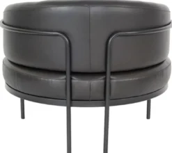 Casa Padrino Luxus Leder Sessel Schwarz 86 x 71 x H. 69 cm - Echtleder Wohnzimmer Sessel - Echtleder Möbel - Luxus Möbel