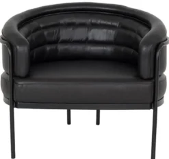 Casa Padrino Luxus Leder Sessel Schwarz 86 x 71 x H. 69 cm - Echtleder Wohnzimmer Sessel - Echtleder Möbel - Luxus Möbel