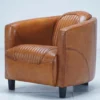 Casa Padrino Luxus Leder Sessel Braun / Schwarz 75 x 83 x H. 70 cm - Echtleder Wohnzimmer Möbel