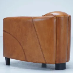 Casa Padrino Luxus Leder Sessel Braun / Schwarz 75 x 83 x H. 70 cm - Echtleder Wohnzimmer Möbel