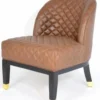 Casa Padrino Luxus Leder Sessel Braun / Schwarz / Gold 62 x 73 x H. 79 cm - Wohnzimmermöbel - Echtleder Möbel
