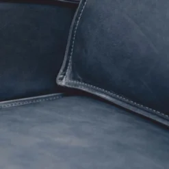 Casa Padrino Luxus Leder Sessel Vintage Blau / Schwarz - Echtleder Möbel