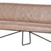 Casa Padrino Luxus Leder Sitzbank, Echtleder Sitzmöbel in Hellbraun und Schwarz, 210 x 66 x H. 92 cm
