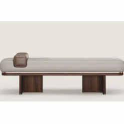 Casa Padrino Luxus Leder Sitzbank Grau / Braun / Messing 150 cm - Echtleder Möbel