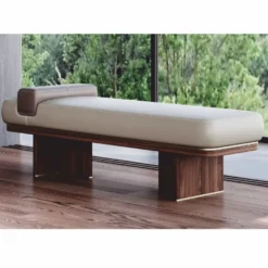 Casa Padrino Luxus Leder Sitzbank Grau / Braun / Messing 150 cm - Echtleder Möbel