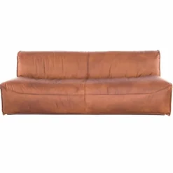 Casa Padrino Luxus Leder Sofa Hellbraun 190 cm - Modulares Echtleder Wohnzimmer Sofa