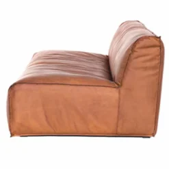 Casa Padrino Luxus Leder Sofa Hellbraun 190 cm - Modulares Echtleder Wohnzimmer Sofa