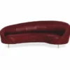 Casa Padrino Luxus Leder Sofa Bordeauxrot / Messing 230 cm - Echtleder Möbel