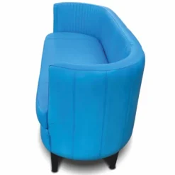 Casa Padrino Luxus Leder Sofa Blau / Schwarz 180 cm - Echtleder Wohnzimmer Möbel