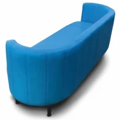 Casa Padrino Luxus Leder Sofa Blau / Schwarz 180 cm - Echtleder Wohnzimmer Möbel