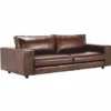 Casa Padrino Luxus Leder Sofa Dunkelbraun / Schwarz 240 cm - Echtleder Möbel