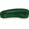 Casa Padrino Luxus Leder Sofa Grün / Messing 230 cm - Echtleder Möbel