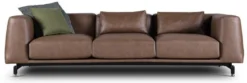 Casa Padrino Luxus Leder Sofa Vintage Braun / Schwarz / Silber 260 x 93 x H. 67 cm - Wohnzimmer Sofa mit hochwertigem Echtleder - Luxus Wohnzimmer Möbel - Hotel Möbel - Luxus Einrichtung