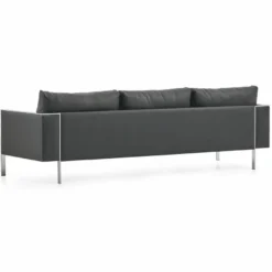 Casa Padrino Luxus Leder Sofa Grau / Silber 236 cm - Hotel & Büro Möbel
