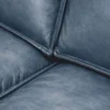 Casa Padrino Luxus Leder Sofa Vintage Blau / Schwarz 210 cm - Echtleder Möbel