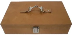 Casa Padrino Luxus Leder Uhrenbox Braun / Silber 25 x 20 x H. 10 cm - Luxus Accessoires