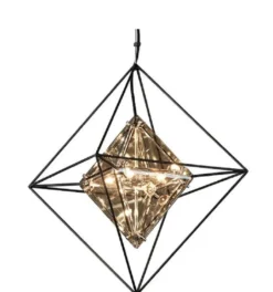 Casa Padrino Luxus LED Hängeleuchte Schwarz 45,7 x 45,7 x H. 64,1 cm - Designer Lampe mit handgefertigtem Schmiedeeisen Rahmen