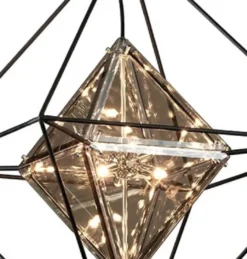 Casa Padrino Luxus LED Hängeleuchte Schwarz 45,7 x 45,7 x H. 64,1 cm - Designer Lampe mit handgefertigtem Schmiedeeisen Rahmen