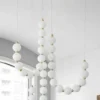 Casa Padrino Luxus LED Hängeleuchte Weiß / Messing 90 x H. 65 cm - Hängelampe mit runden Acryl Lampenschirmen - Wohnzimmer Hängeleuchte - Luxus Leuchten - Luxus Qualität - Made in Italy