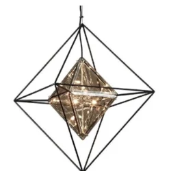 Casa Padrino Luxus LED Hängeleuchte Schwarz 61 x 61 x H. 85,7 cm - Designer Lampe mit handgefertigtem Schmiedeeisen Rahmen