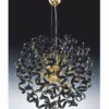 Casa Padrino Luxus LED Hängeleuchte Schwarz / Gold Ø 80 x H. 160 cm - Runde Kristallglas Pendelleuchte - Made in Italy