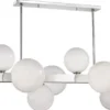 Casa Padrino Luxus LED Hängeleuchte Silber / Weiß 110,5 x 54 x H. 47 cm - Luxus Kollektion
