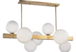 Casa Padrino Luxus LED Hängeleuchte Antik Messingfarben / Weiß 110,5 x 54 x H. 47 cm - Luxus Kollektion