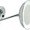 Casa Padrino Luxus LED Kosmetik Spiegel Silber Ø 22 x 40 cm - Verstellbarer Kosmetik Wandspiegel - Verchromter Badezimmer Schmink Spiegel - Luxus Badezimmer Accessoires