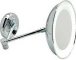 Casa Padrino Luxus LED Kosmetik Spiegel Silber Ø 22 x 40 cm - Verstellbarer Kosmetik Wandspiegel - Verchromter Badezimmer Schmink Spiegel - Luxus Badezimmer Accessoires