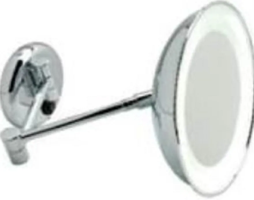 Casa Padrino Luxus LED Kosmetik Spiegel Silber Ø 22 x 40 cm - Verstellbarer Kosmetik Wandspiegel - Verchromter Badezimmer Schmink Spiegel - Luxus Badezimmer Accessoires