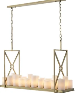 Casa Padrino Luxus LED Kronleuchter Messingfarben / Weiß 120 x 39 x H. 79 cm - Moderner Kronleuchter mit Fernbedienung - Luxus Qualität