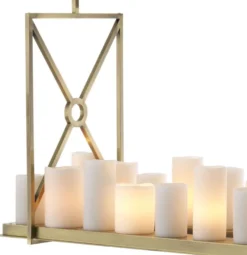 Casa Padrino Luxus LED Kronleuchter Messingfarben / Weiß 120 x 39 x H. 79 cm - Moderner Kronleuchter mit Fernbedienung - Luxus Qualität