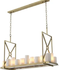 Casa Padrino Luxus LED Kronleuchter Messingfarben / Weiß 120 x 39 x H. 79 cm - Moderner Kronleuchter mit Fernbedienung - Luxus Qualität