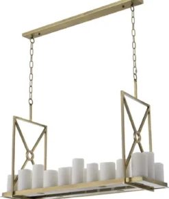 Casa Padrino Luxus LED Kronleuchter Messingfarben / Weiß 120 x 39 x H. 79 cm - Moderner Kronleuchter mit Fernbedienung - Luxus Qualität