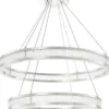 Casa Padrino Luxus LED Kronleuchter Silber / Weiß Ø 85 cm - Moderner runder Kronleuchter - Wohnzimmer Kronleuchter - Hotel Kronleuchter