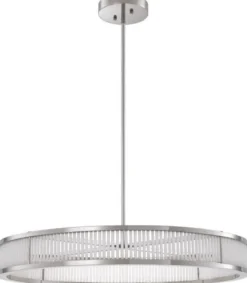 Casa Padrino Luxus LED Kronleuchter Silber / Weiß Ø 90 x H. 15 cm - Moderner runder dimmbarer Kronleuchter - Luxus Qualität