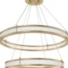 Casa Padrino Luxus LED Kronleuchter Antik Messingfarben / Weiß Ø 85 cm - Moderner runder Kronleuchter - Wohnzimmer Kronleuchter - Hotel Kronleuchter