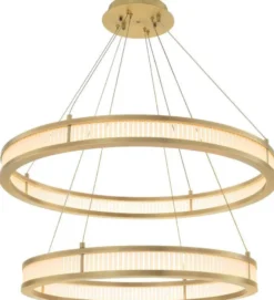 Casa Padrino Luxus LED Kronleuchter Antik Messingfarben / Weiß Ø 85 cm - Moderner runder Kronleuchter - Wohnzimmer Kronleuchter - Hotel Kronleuchter