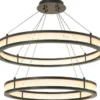 Casa Padrino Luxus LED Kronleuchter Bronzefarben / Weiß Ø 85 cm - Moderner runder Kronleuchter - Wohnzimmer Kronleuchter - Hotel Kronleuchter