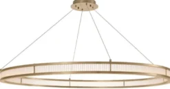 Casa Padrino Luxus LED Kronleuchter Antik Messingfarben / Weiß Ø 139 cm - Moderner runder Kronleuchter - Wohnzimmer Kronleuchter - Hotel Kronleuchter