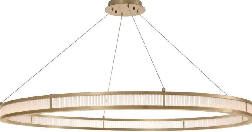 Casa Padrino Luxus LED Kronleuchter Antik Messingfarben / Weiß Ø 139 cm - Moderner runder Kronleuchter - Wohnzimmer Kronleuchter - Hotel Kronleuchter