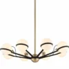 Casa Padrino Luxus LED Kronleuchter Bronze / Messing / Weiß Ø 95,9 x H. 22,9 cm - Kronleuchter mit kugelförmigen Lampenschirmen - Luxus Qualität