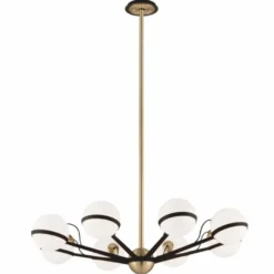 Casa Padrino Luxus LED Kronleuchter Bronze / Messing / Weiß Ø 95,9 x H. 22,9 cm - Kronleuchter mit kugelförmigen Lampenschirmen - Luxus Qualität