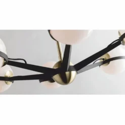 Casa Padrino Luxus LED Kronleuchter Bronze / Messing / Weiß Ø 95,9 x H. 22,9 cm - Kronleuchter mit kugelförmigen Lampenschirmen - Luxus Qualität