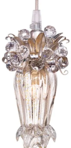 Casa Padrino Luxus LED Kronleuchter Silber / Gold Ø 10 x H. 19 cm - Moderner Glas Kronleuchter mit Swarovski Kristallglas - Luxus Qualität