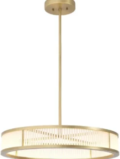 Casa Padrino Luxus LED Kronleuchter Antik Messingfarben / Weiß Ø 70 x H. 15 cm - Moderner runder dimmbarer Kronleuchter - Luxus Qualität